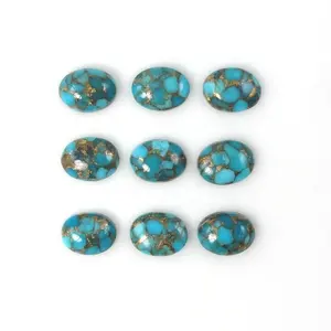 Certified Ready To Purchase Top Quality 4x6mm Natural Blue Copper Turquoise Oval Cabochons Loose Gemstones From Indian Supplier