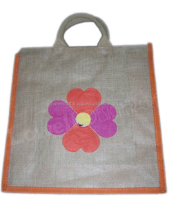 Lowellcraft.com Cotton Tote <b>Bag</b> with Embroidery Orange Trim Zipper Closure Canvas Lining-Fashion Style for Shopping - Product Image 1