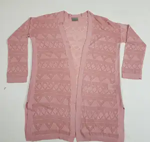 เสื้อสเวตเตอร์ถักแขนยาวสำหรับผู้หญิงเสื้อสเวตเตอร์ถักแบบเปิดด้านหน้าทรงหลวมมีป้ายยี่ห้อสำหรับสุภาพสตรี - Product Image 1