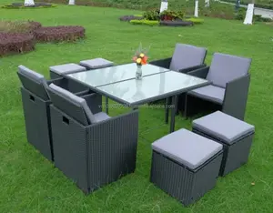 /Mobili da giardino-cubo Set PE Rattan vimini Outdoor 4 + 4 normale con scatola di cartone a 5 strati o imballaggio della posta metallo o alluminio