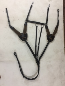 Inserts élastiques en cuir pliable noir à 5 points Plastron de concours de cheval en couleur havane pour les événements de course - Product Image 4