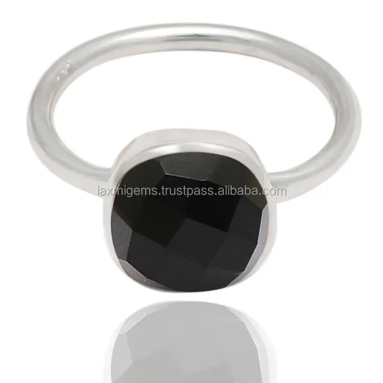 Wholesale black onyx 10 mm gemstone 925 Sterling Silver Rings wholesale jewelry
