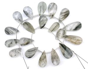 หินไหมทองสีดำธรรมชาติพลอยเรียบลูกแพร์รูปร่าง Briolette ลูกปัดคุณภาพสูงสวย1 Strand ผมควอตซ์ขายส่ง - Product Image 5