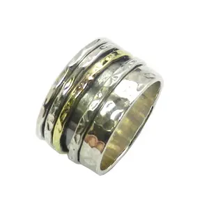 Two Tone 925 Sterling Silver Spinner Ring Handmade 925 Sterling Silver Jewelry Rings For Everyone Gift