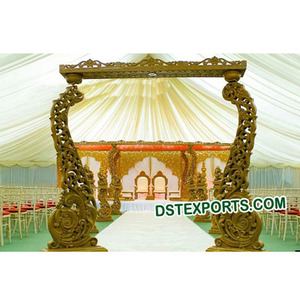 Porte d'entrée de mariage en bois, coupée à la main, motif paon, pour entrée de mariage, 1 pièce - Product Image 1