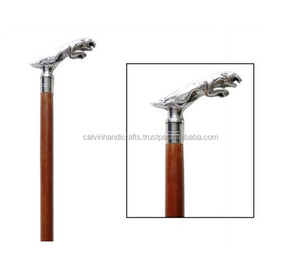 MANGO DE NÍQUEL ANTIGUO VINTAGE HERMOSO BASTÓN MANGO DE CAÑA PALO MARRÓN DE MADERA REGALO - Product Image 1