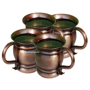 ชุดแก้วทองแดงโบราณทำด้วยมือ4ชิ้นผลิตในอินเดีย - Product Image 1