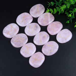 หินควอตซ์ธรรมชาติ12ชิ้นงานหัตถกรรมหินกึ่งมีค่าแกะสลักมือสัญลักษณ์จักรราศีเทคนิคการแกะสลักสไตล์ฮวงจุ้ย - Product Image 2