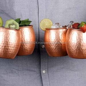 MOSCOW MULE Juego de 4 TAZAS MARTILADAS 100% COBRE PURO SÓLIDO SIN FORRO Capacidad de 18 oz con BONUS SHOT GLASS - Product Image 3