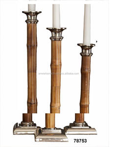 Bougeoir décoratif à la maison en bambou en aluminium d'artisanat indien avec le miroir poli - Product Image 1