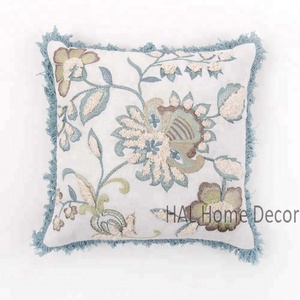 Decorative Embroidered Cotton Pillow Cushion <b>for</b> <b>Sofas</b>, Custom Made Cushion <b>Cover</b>, Wholesale Bulk Pillow Cases - Product Image 1