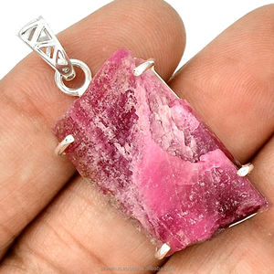 Nouveau Dernière 925 Sterling Silver Rose Tourmaline Pierre Brute Prong Set Pendentif Pour Le Fournisseur En Gros OEM ODM Bijoux - Product Image 1