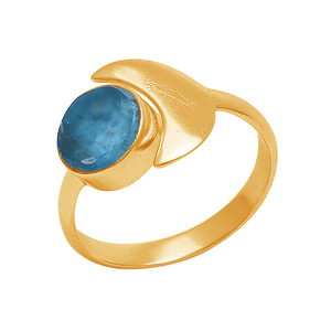 Apatite-Anillo de plata de primera ley con gema redonda, sortija, plata esterlina 925, diseño Redondo, chapado en oro - Product Image 1