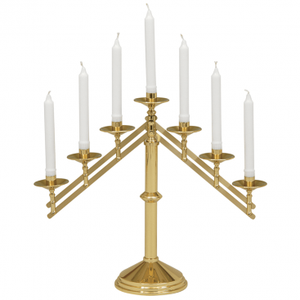 Candelabro de latón pulido Altar Brazo ajustable Estilo religioso Modelo de metal Artesanía de metal hecha a mano - Product Image 3
