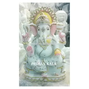 Handmade Most Beautiful Best Quality White Marble Ganesha Statue For Worship And Home decoration Wholesaler