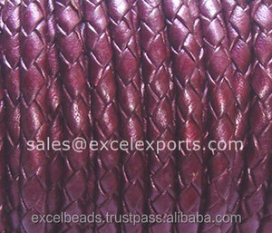 Cordons Bolo tressés en cuir véritable respectueux de l'environnement de haute qualité dans des tailles de 3mm à 6mm Finition enduite pour sacs textiles pour la maison Vêtements Chaussures - Product Image 3