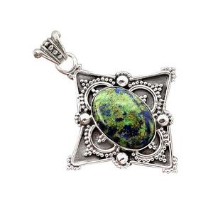 Pendentif en pierre précieuse azurite verte de belle conception Fournisseurs de pendentifs et de breloques en argent sterling 925 - Product Image 1