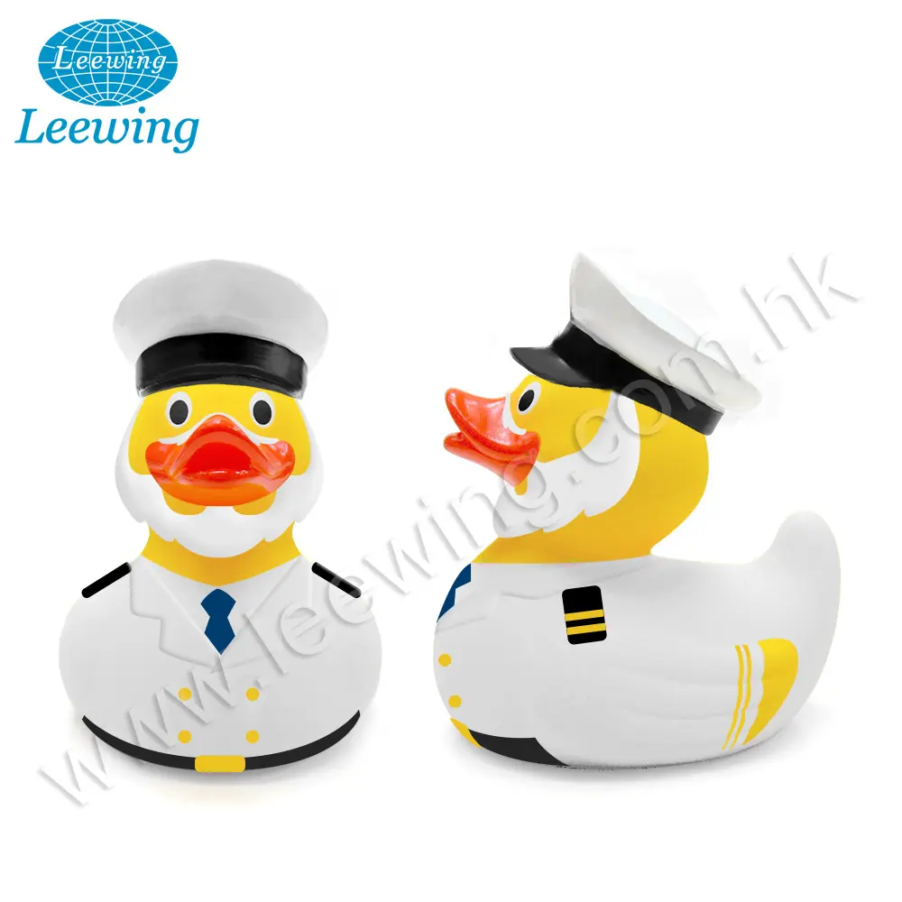 Offre Spéciale Article Cadeau En Plastique PVC VINYLE Jouet De Bain Pour enfants Marin Marin Capitaine Logo Imprimé Personnalisé En Caoutchouc Jaune Canard