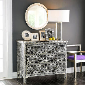 High Selling Luxury <b>Wood</b> <b>Bedside</b> Table with Bone Inlay Design Traditional Home Furniture for Bedroom Living Room Designed India - Product Image 4