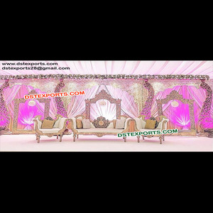 ไม้แกะสลักเวทีแต่งงานสไตล์โมเดิร์นนกยูงเสาไม้ขั้นตอนสง่างามเวทีงานแต่งงาน - Product Image 1