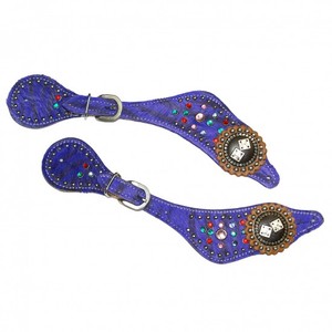 Correas de cuero occidental, correa de espuela de alta calidad, diamantes de imitación, cristal, vaquero occidental, correas de vaquera, colores de cuero surtidos - Product Image 4