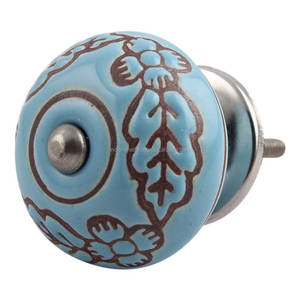 Perillas de cerámica de un solo orificio para armario, tiradores únicos de color turquesa, estilo de flor de hoja, manija de puerta, cajón de cocina, CK-1391 de 3,81 cm - Product Image 5