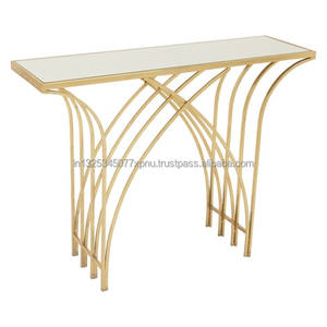 โต๊ะคอนโซลฐานโลหะกระจกด้านบน - Product Image 1