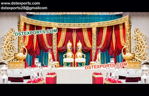 Fibra de cisne pilar decoración de escena de boda hermosa de fibra de pato pilar, etapa de ceremonia de bodas indias etapa fabricante - Product Image 4