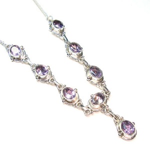 Collier en argent améthyste naturelle, chaîne en pierre, bijoux en argent - Product Image 3