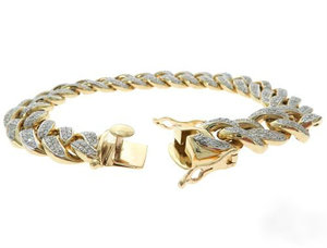 Pulsera Cubana de Diamantes Pavé en Oro Amarillo de 14k, Pulsera Cubana para Hombre, Pulsera Cubana de Miami para Hombre en Oro Blanco Natural GD819 - Product Image 3