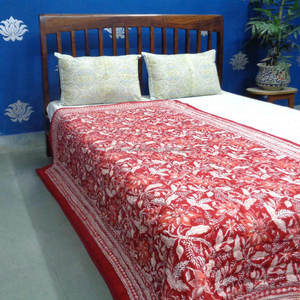 Jaipuri razai ผ้านวมคู่ผ้าฝ้ายออร์แกนิกทำด้วยมือสีแดงสไตล์อินเดียผลิตจากผู้ผลิตโดยตรง - Product Image 3