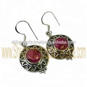 Venta directa de fábrica, Pendientes colgantes de piedras preciosas de rubí de Plata de Ley 925 con un diseño increíble para regalo de boda o fiesta para mujer - Product Image 2