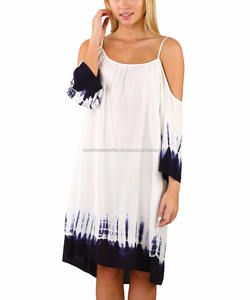 Robe à manches froide pour filles, Simple et douce, décontractée, vêtements d'été, avec cravate - Product Image 1