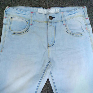 Pantalones vaqueros para niñas, marca de marca, marca Genuine, colados de algodón, pantalones vaqueros transpirables de alta calidad, azul cielo - Product Image 1