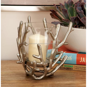 Bougeoir en aluminium doré Design Branches d'arbre Bougie votive en verre pour la maison et le mariage Décoration de table - Product Image 2