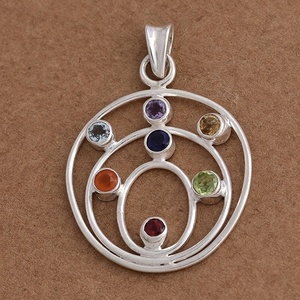 Chakra colgante joyería 925 collar de plata esterlina siete piedras Chakra joyería para collar. Fabricación Mayorista POR CDP. - Product Image 3