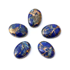 Cabujones de piedras preciosas sueltas, forma ovalada lisa, lapislázuli, Natural, 12x16mm