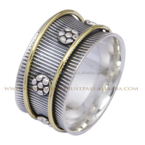 Precio al por mayor 925 plata esterlina dos tonos Spinner anillo eternidad Vermeil compromiso boda regalo fabricante - Product Image 4