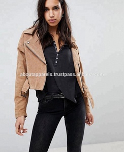 2021ผู้หญิงใหม่ล่าสุดแฟชั่นหนังนิ่มหนังแท้รถมอเตอร์ไซด์แจ็คเก็ตและเสื้อโค้ท - Product Image 2