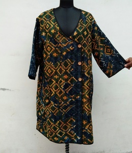 Chaquetas Kantha Vintage de Alta Calidad con Cierre de Botones, Bolsillos, Talla Grande, Abrigo Largo Informal, Ropa Bohemia para Mujer - Product Image 1