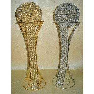 Centre de table de mariage en cristal or et argent scintillant, boule de cristal avec support, pièce maîtresse pour la maison et le mariage - Product Image 1