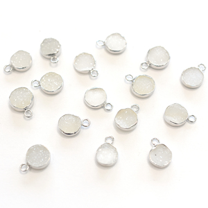 Druzy blanc forme ronde 925 lunette en argent Sterling pendentif plaqué argent fabrication de bijoux faits à la main - Product Image 4