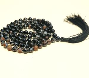 Collares étnicos hechos a mano con cuentas de artista indio, cuentas naturales de ágata a rayas, borla anudada, Mala perla, diamante, fiestas religiosas - Product Image 1