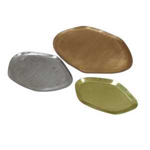 Juego de bandeja de servicio brillante de diseño triangular antiguo, tamaño personalizado para servir comida en casa, metal duradero (cobre y hierro) - Product Image 4