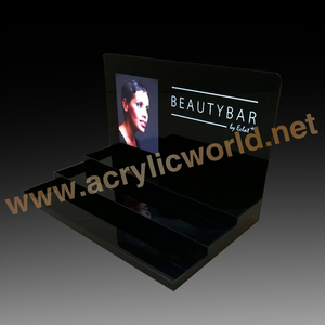 Présentoir de maquillage cosmétique, présentoir de comptoir en acrylique noir, OEM et personnalisé - Product Image 4