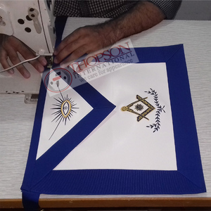 Tablier d'officier de loge bleu maçonnique avec collier en chaîne broderie artisanat couture croisée et couture - Product Image 5