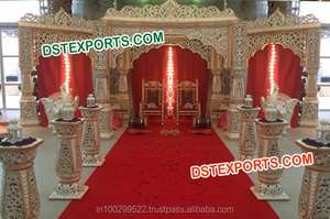 Delizio Mandap ชุดพระพิฆเนศตกแต่งงานแต่งงาน,ชุด Mandap เสาไฟเบอร์แกะสลักสีทองล่าสุดสำหรับงานแต่งงานชาวอินเดีย - Product Image 2
