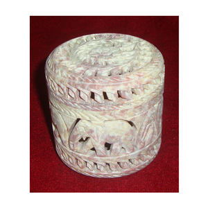 Natural Soapstone Hand Carved Box - Product Image 1