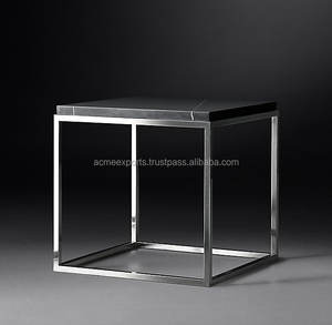 Acier inoxydable de forme carrée poli avec la table basse supérieure de marbre noir pour les tables latérales contemporaines en métal de pièce - Product Image 2