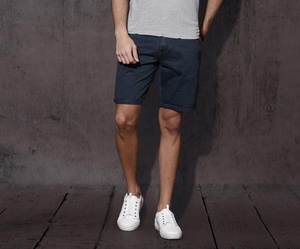 Short chino coupe ajustée pour homme 100% coton Short vierge décontracté anti-rides à motif uni - Product Image 5